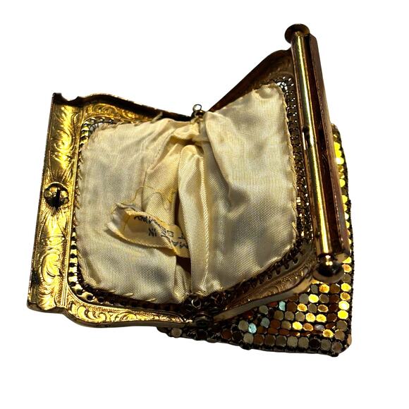 Vintage West Germany gold chain maille coin purse evening bag unique press clasp - Picture 4 of 9